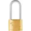 Tvardy Messing hangslot 40 mm met lange beugel en 3 sleutels voor lockers en poorten