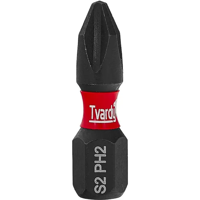Tvardy PH2 impact bits 25 mm van S2 staal voor slagschroevendraaier in pot met 50 stuks