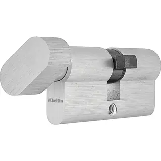 Keltin Knopcilinder 30G/45 mm nikkelkleur met draaiknop, 3 sleutels en montageschroef