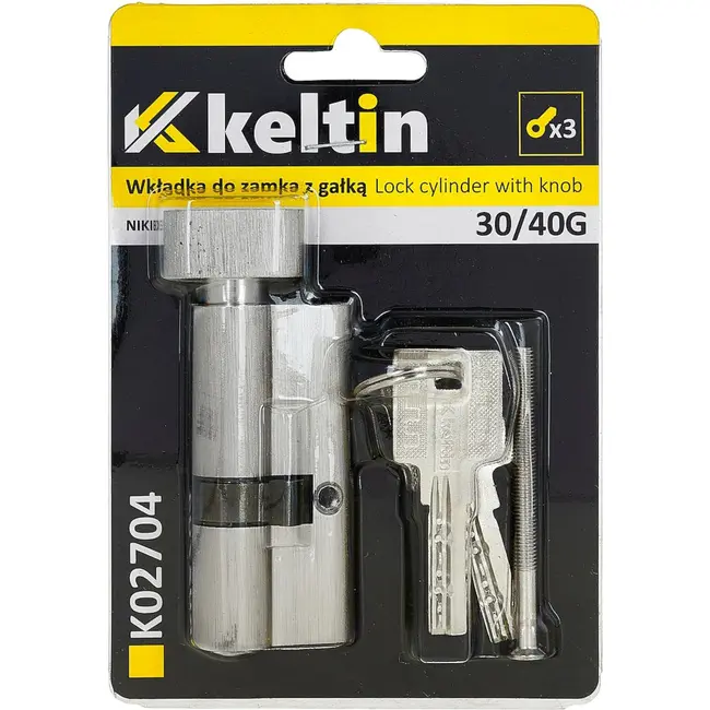 Keltin Knopcilinder 30/40G mm in geborsteld nikkel met duimknop voor binnen- en buitendeuren