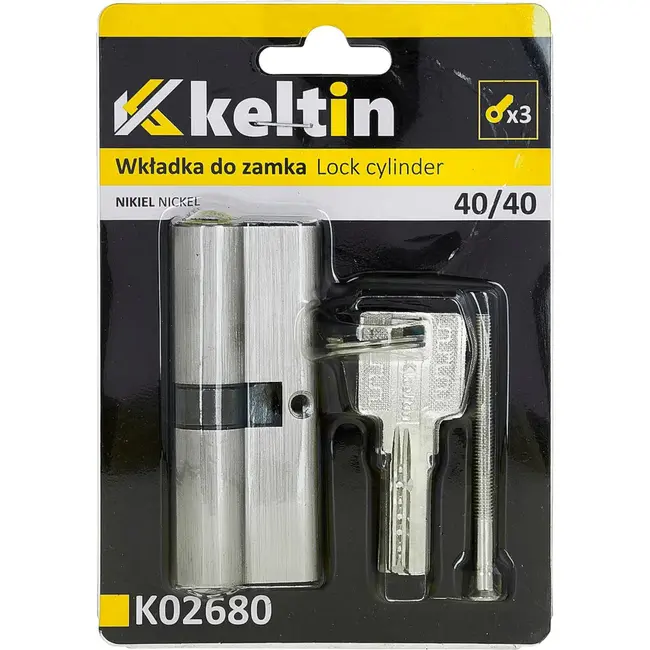 Keltin Slotcilinder 40/40 mm in geborsteld nikkel met 3 sleutels voor binnen- en buitendeuren
