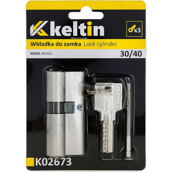 Keltin Slotcilinder 30/40 mm in geborsteld nikkel met 3 sleutels voor binnen- en buitendeuren
