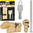 Keltin Knopcilinder 30/50G mm geborsteld messing met draaiknop, 3 sleutels en schroef