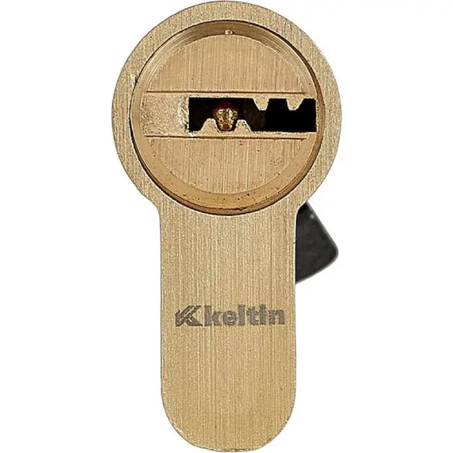 Keltin Knopcilinder 30/45G mm geborsteld messing met draaiknop, 3 sleutels en schroef