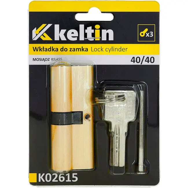Keltin Cilinderslot 40/40 mm geborsteld messing met 3 sleutels en schroef voor montageklaar gebruik
