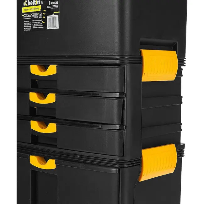 Keltin Gereedschapswagen 82 cm zwart met organizer, 4 laden, wielen en modulaire opbouw