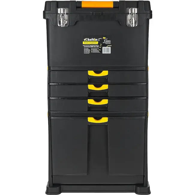 Keltin Gereedschapswagen 82 cm zwart met organizer, 4 laden, wielen en modulaire opbouw