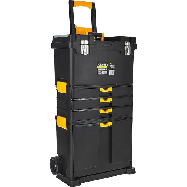 Keltin Gereedschapswagen 82 cm zwart met organizer, 4 laden, wielen en modulaire opbouw