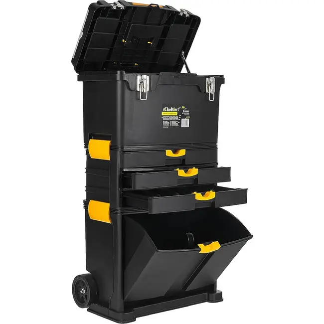 Keltin Gereedschapswagen 82 cm zwart met organizer, 4 laden, wielen en modulaire opbouw