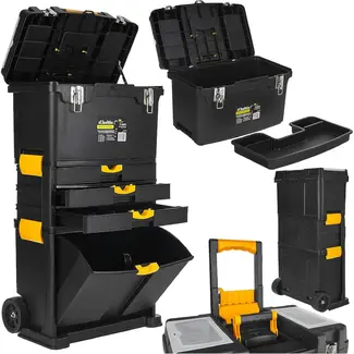 Keltin Gereedschapswagen 82 cm zwart met organizer, 4 laden, wielen en modulaire opbouw