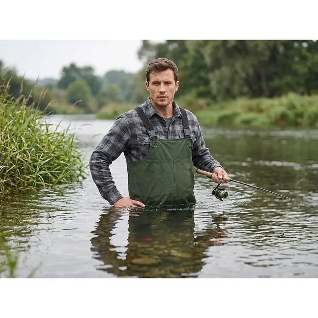 GEKO Waadbroek maat 42 groen met antislip laarzen voor vissen en waterwerk