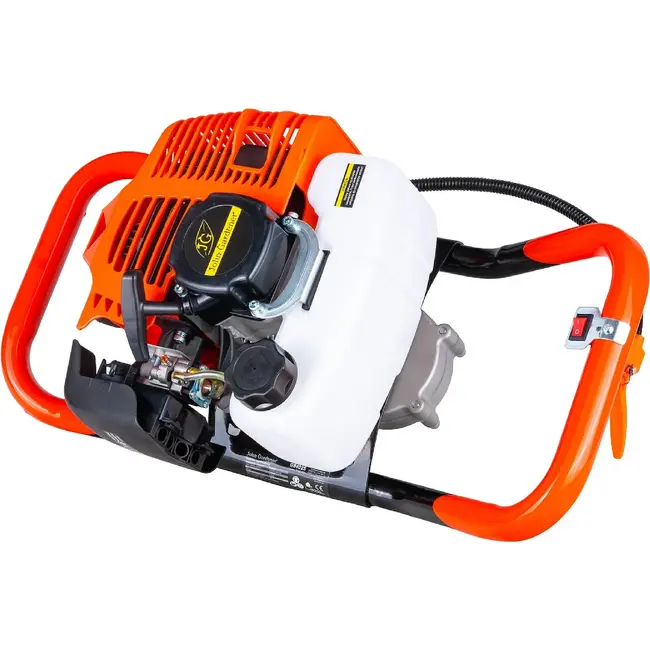 GEKO Grondboor op benzine 62 cm3 met 3 boren, 50 cm verlengstuk en 130 cm werkdiepte