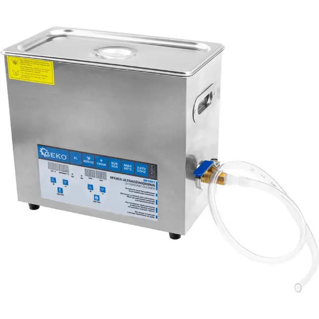 GEKO Ultrasoonreiniger 6 L met digitale bediening, RVS tank, mand en verwarming tot 80 °C