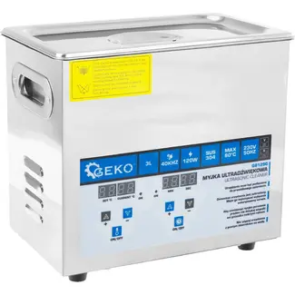 GEKO Ultrasoonreiniger 3 L met digitale bediening, mand, RVS tank en verwarming tot 80 °C