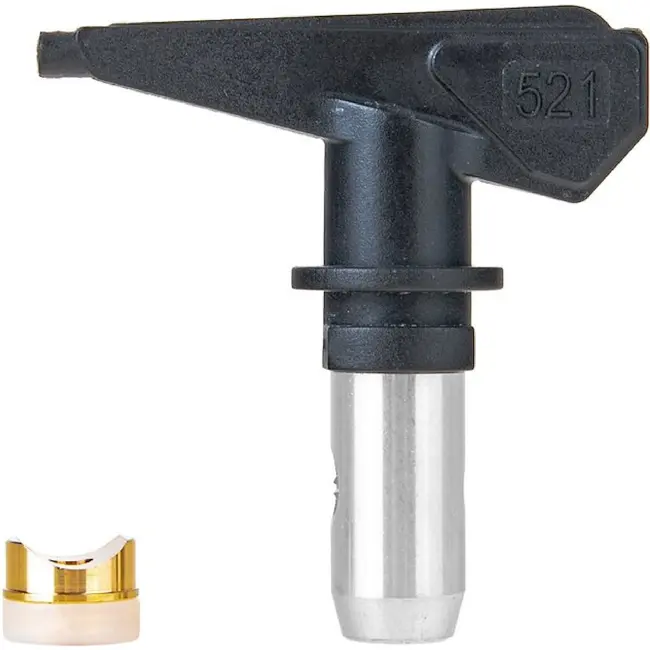 GEKO Airless spuitmond 521 voor elektrische verfspuit, 50° waaier en 25–30 cm dekking