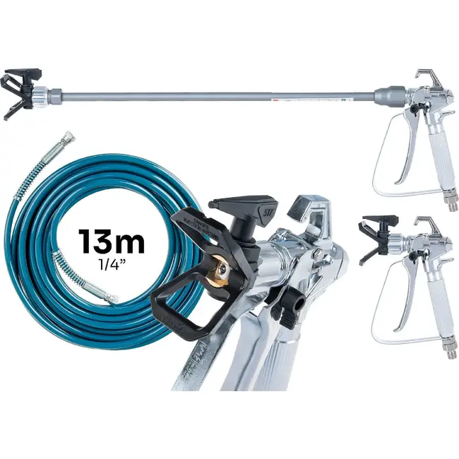 GEKO Elektrische airless verfspuit 1000 W met 210 bar druk, 13 m slang en 3 nozzles