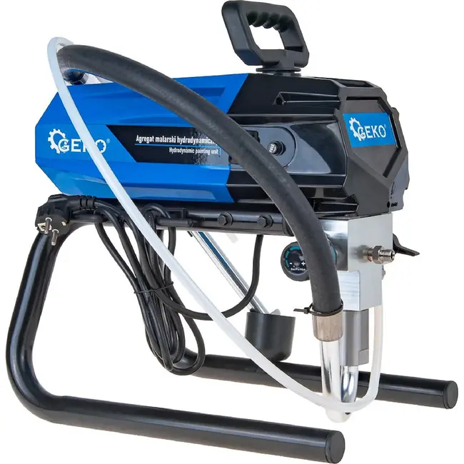 GEKO Elektrische airless verfspuit 1000 W met 210 bar druk, 13 m slang en 3 nozzles