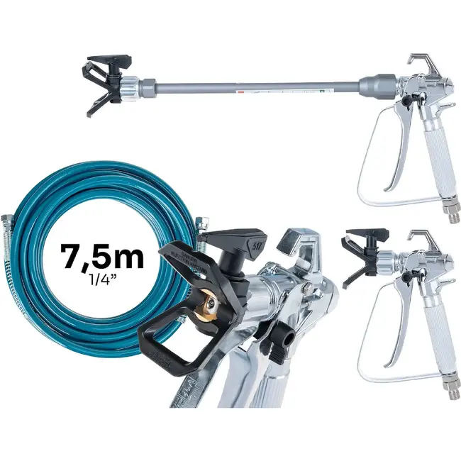 GEKO Elektrische airless verfspuit 700 W met 200 bar druk, 7,5 m slang en 517 nozzle