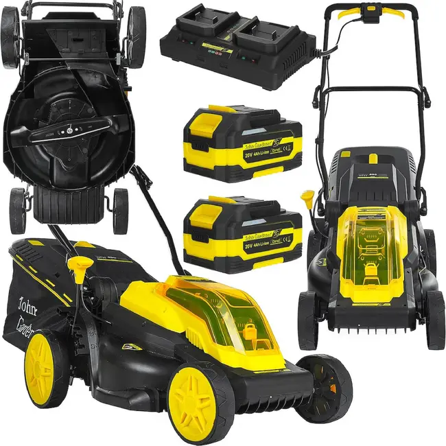John Gardener Accu grasmaaier 38 cm met borstelloze motor, 2 accu’s, mulchfunctie en 45 L bak