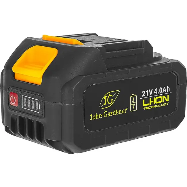 John Gardener Accu kettingzaag 21 V 8 inch met 2 x 4,0 Ah accu’s, lader en reserveketting