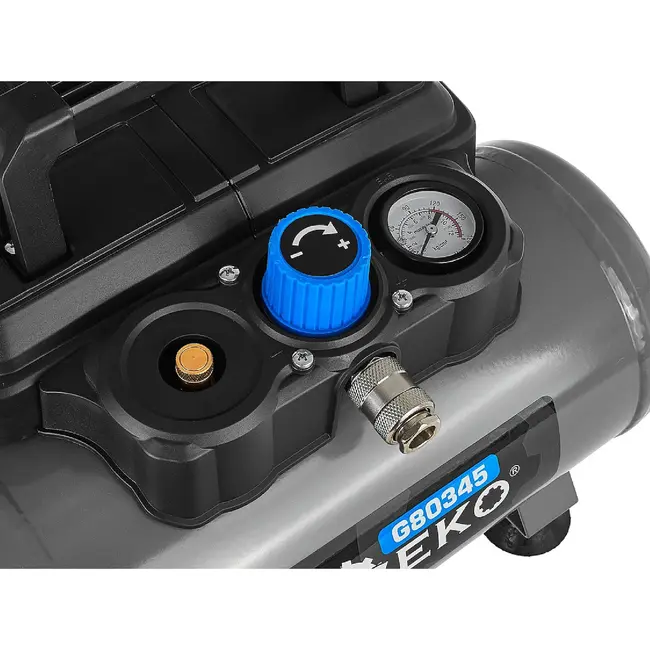 GEKO Compacte olievrije compressor 6 liter 8 bar met 1200 W motor en duidelijke manometer druk