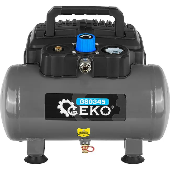 GEKO Compacte olievrije compressor 6 liter 8 bar met 1200 W motor en duidelijke manometer druk