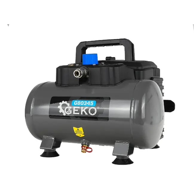 GEKO Compacte olievrije compressor 6 liter 8 bar met 1200 W motor en duidelijke manometer druk