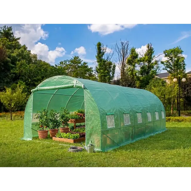 John Gardener Folietunnel tuinkas 3 x 6 x 2 m groen met 12 ramen voor moestuin en volkstuin