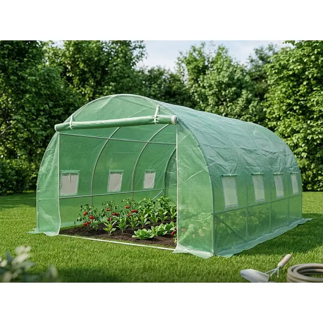 John Gardener Folietunnel tuinkas 3 x 4 x 2 m groen met 8 ramen voor moestuin en volkstuin