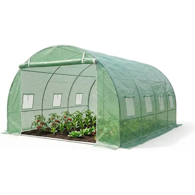 John Gardener Folietunnel tuinkas 3 x 4 x 2 m groen met 8 ramen voor moestuin en volkstuin