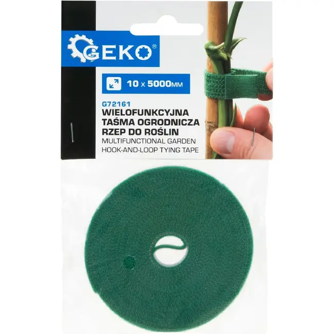 GEKO Tuinbindband klittenband groen 10 mm x 5 m voor tomaten, komkommers en sierplanten