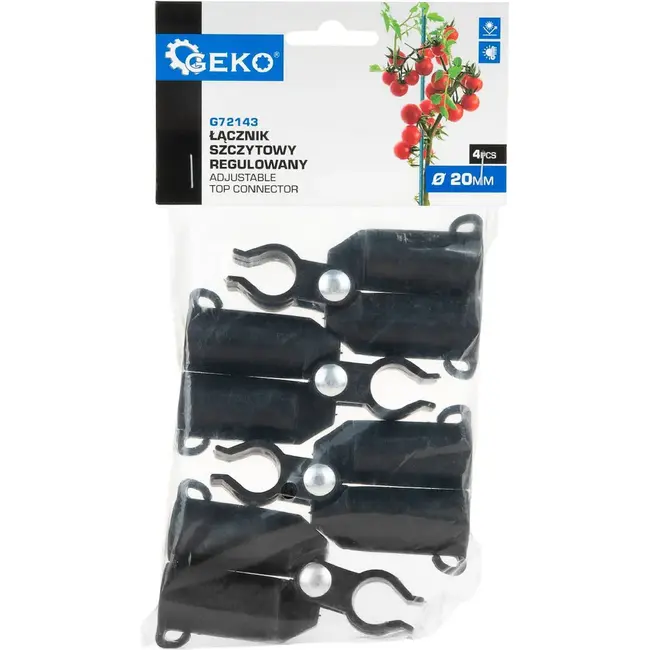 GEKO Topconnector voor tuinsteunen 20 mm, verstelbare koppeling voor klimplanten, 4 stuks