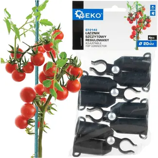 GEKO Topconnector voor tuinsteunen 20 mm, verstelbare koppeling voor klimplanten, 4 stuks