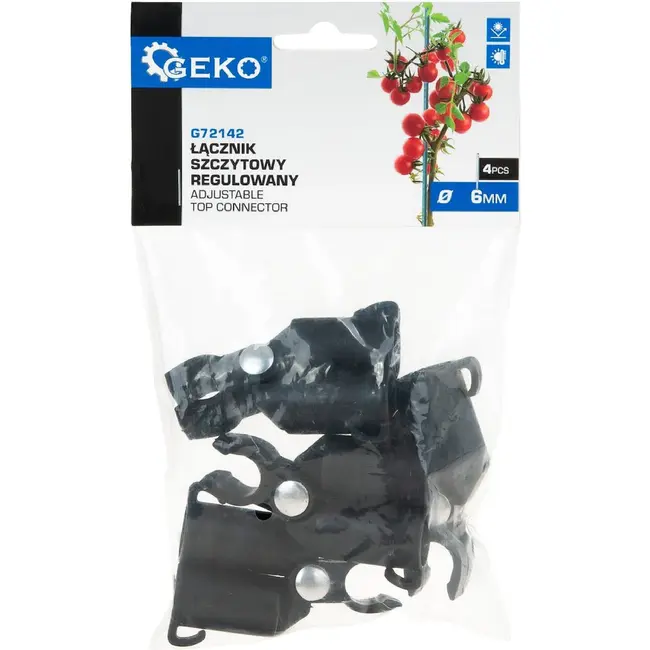 GEKO Topconnector voor tuinsteunen 16 mm, verstelbare koppeling voor klimplanten, 4 stuks