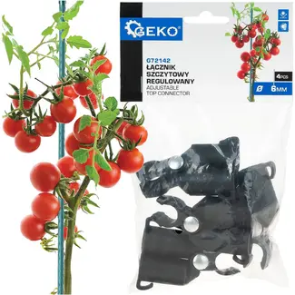 GEKO Topconnector voor tuinsteunen 16 mm, verstelbare koppeling voor klimplanten, 4 stuks