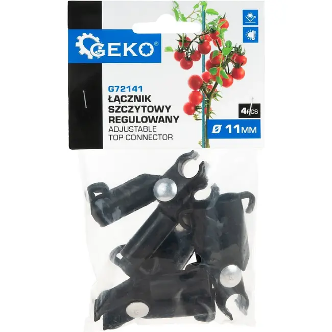 GEKO Topconnector voor tuinsteunen 11 mm, verstelbare koppeling voor klimplanten, 4 stuks