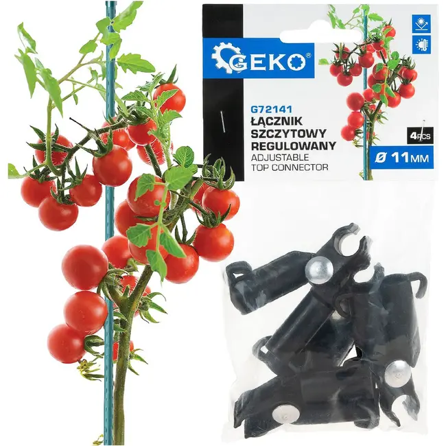 GEKO Topconnector voor tuinsteunen 11 mm, verstelbare koppeling voor klimplanten, 4 stuks