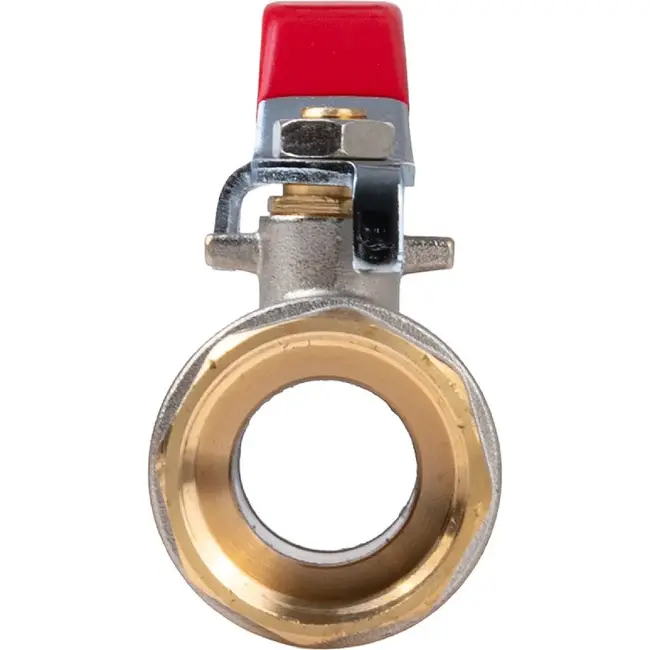 GEKO 1 inch kogelkraan met wartel, volle doorlaat en rode hendel voor water en cv