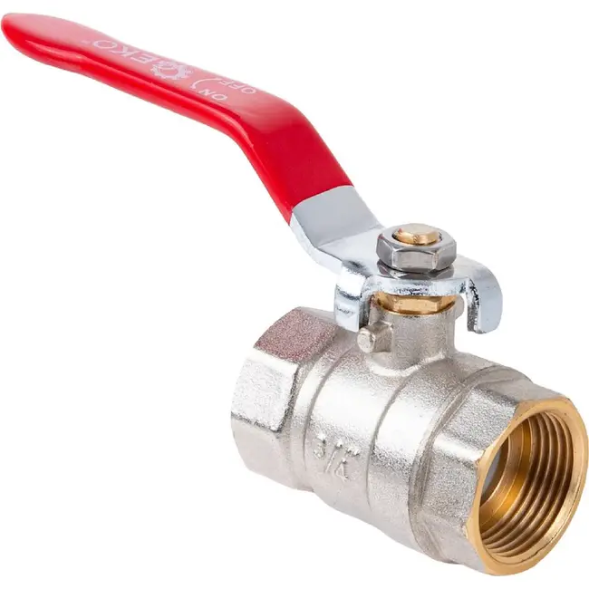GEKO 3/4 inch kogelkraan met wartel, volle doorlaat en rode hendel voor water en cv