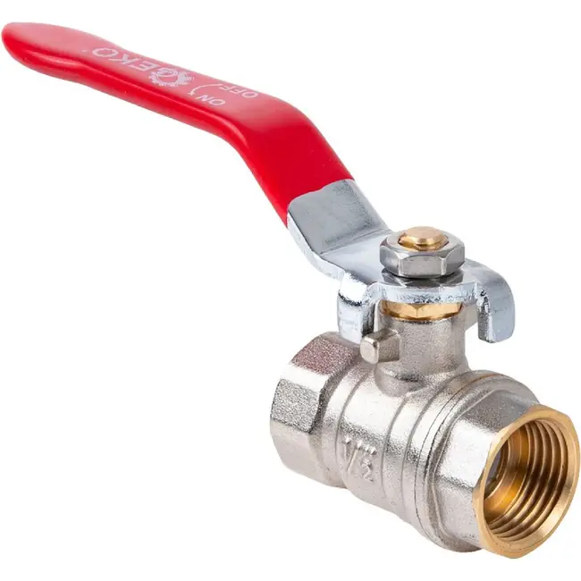 GEKO 1/2 inch kogelkraan met wartel, volle doorlaat en rode hendel voor water en cv