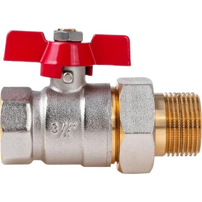 GEKO 3/4 inch kogelkraan met koppeling, wartel en vlinderhendel voor water en cv