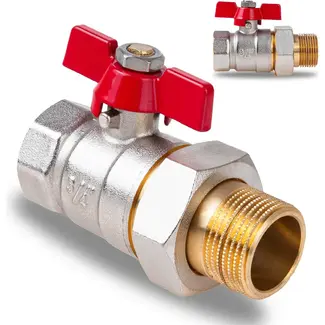 GEKO 3/4 inch kogelkraan met koppeling, wartel en vlinderhendel voor water en cv