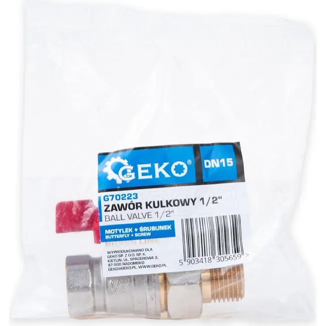 GEKO 1/2 inch kogelkraan met koppeling, wartel en vlinderhendel voor water en cv