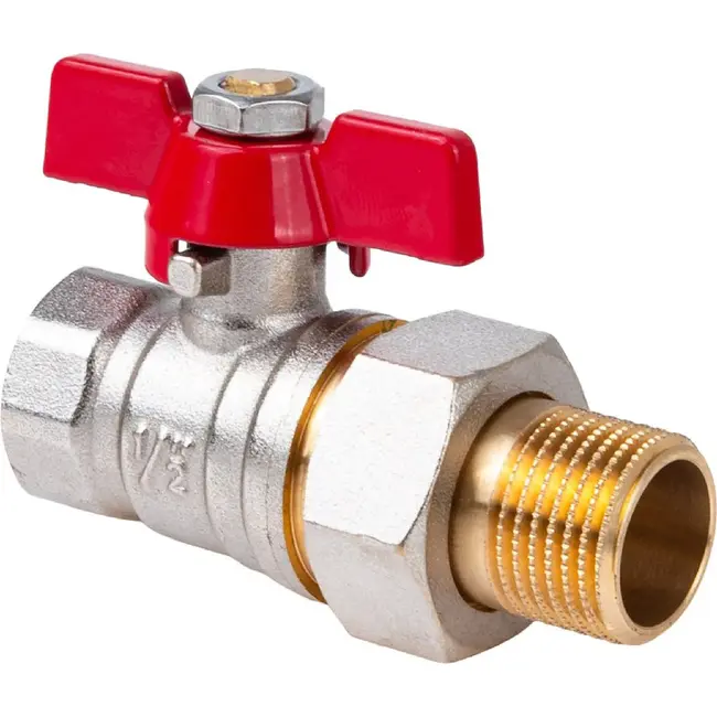 GEKO 1/2 inch kogelkraan met koppeling, wartel en vlinderhendel voor water en cv