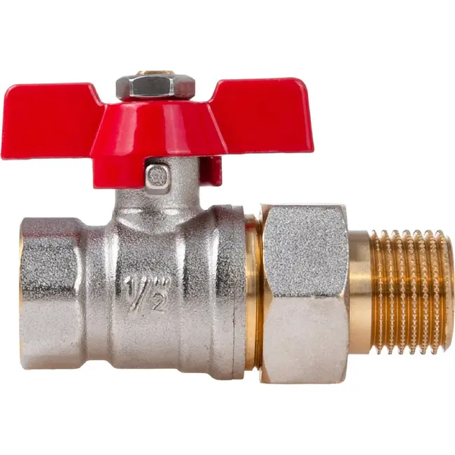 GEKO 1/2 inch kogelkraan met koppeling, wartel en vlinderhendel voor water en cv