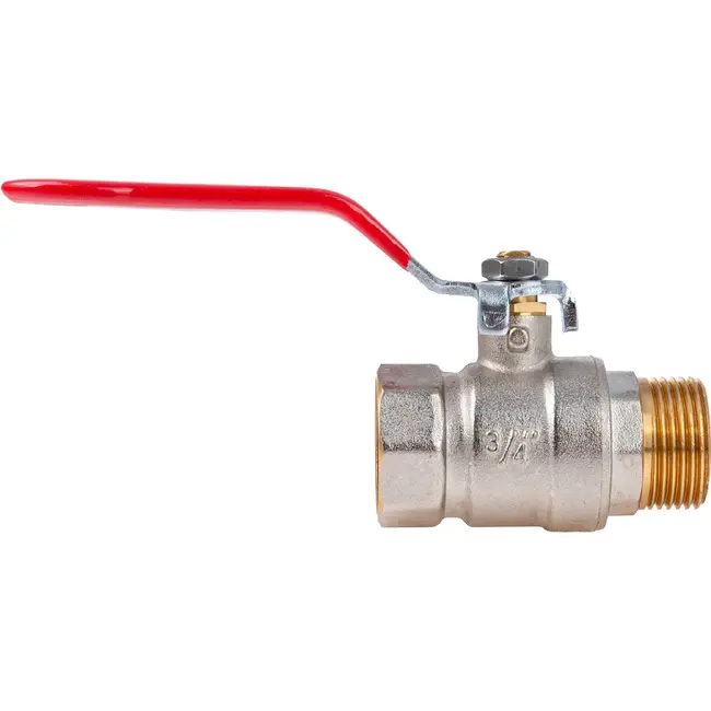 GEKO 3/4 inch kogelkraan WZ met volle doorlaat en rode hendel voor water en cv