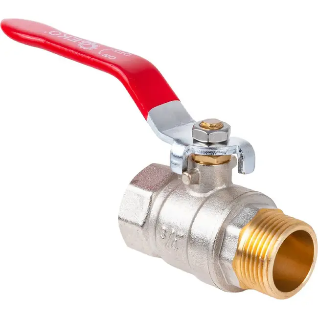 GEKO 3/4 inch kogelkraan WZ met volle doorlaat en rode hendel voor water en cv