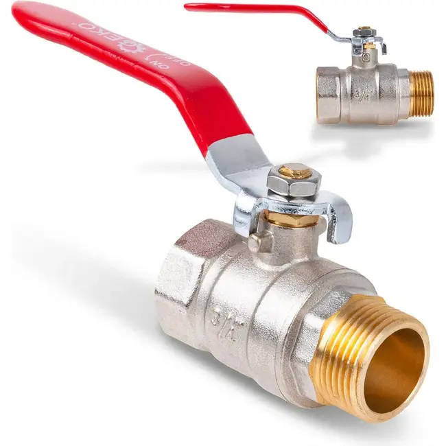 GEKO 3/4 inch kogelkraan WZ met volle doorlaat en rode hendel voor water en cv