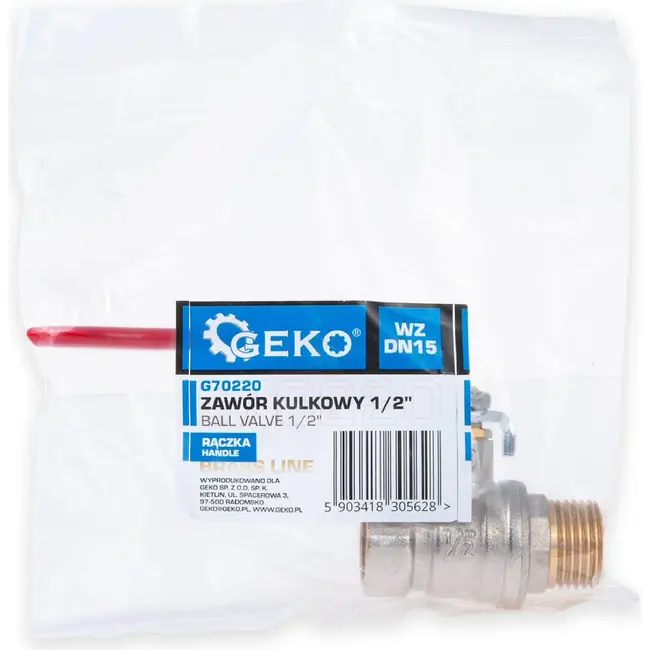 GEKO 1/2 inch kogelkraan WZ met volle doorlaat en rode hendel voor water en cv