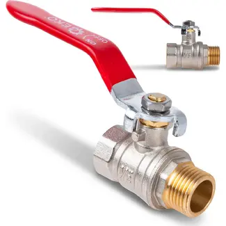 GEKO 1/2 inch kogelkraan WZ met volle doorlaat en rode hendel voor water en cv